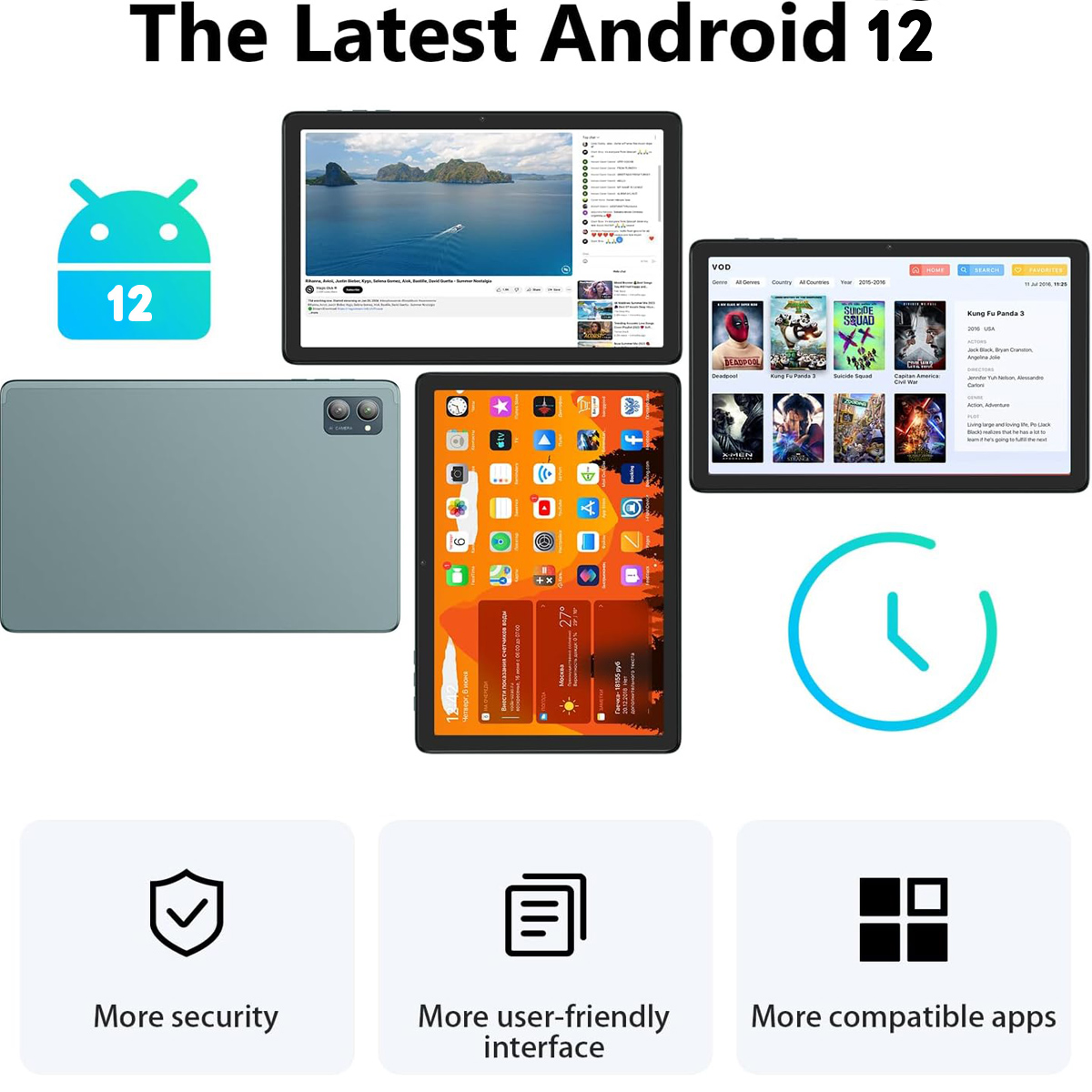 Tablet,10.1 inch Android 12 Tablets,8GB RAM 128GB ROM, 2.4G/5G WiFi Tablet Android, 5G wifi 1280*800IPS Screen