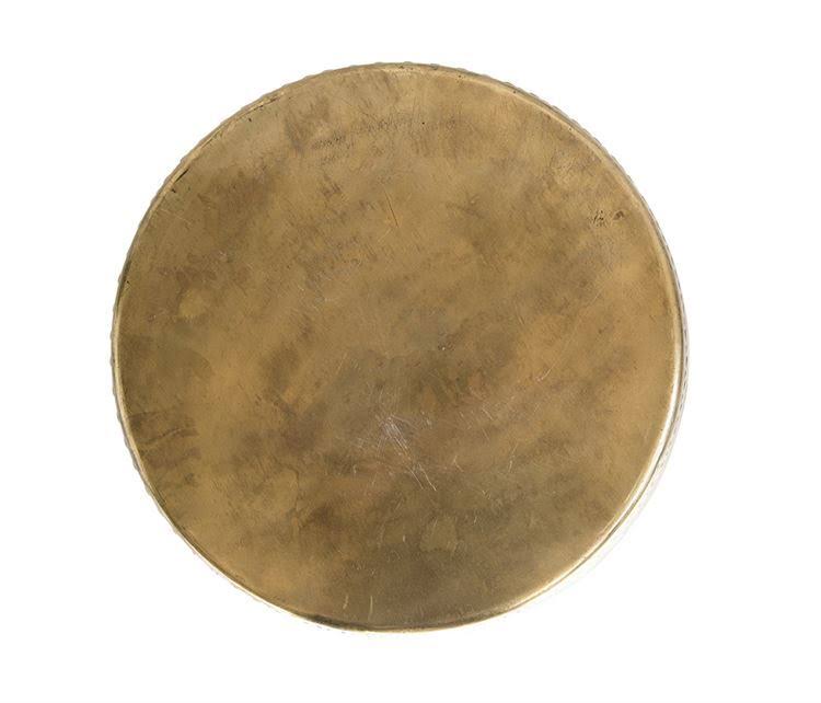 3R Studios Antique Brass Debossed Metal Drum Table