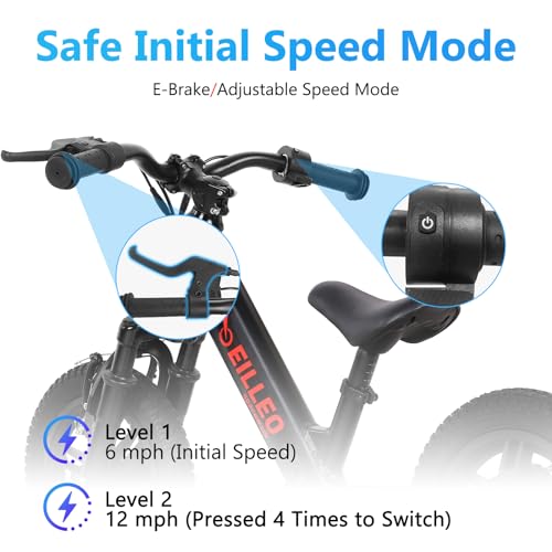 Spacewalk Electric Bike for Kids, 100W Electric Balance Bike Ages 3-5 Years Old, Kid Electric Motorcycle with 3 Speed Modes, 12 inch Inflatable Tire and Adjustable Seat