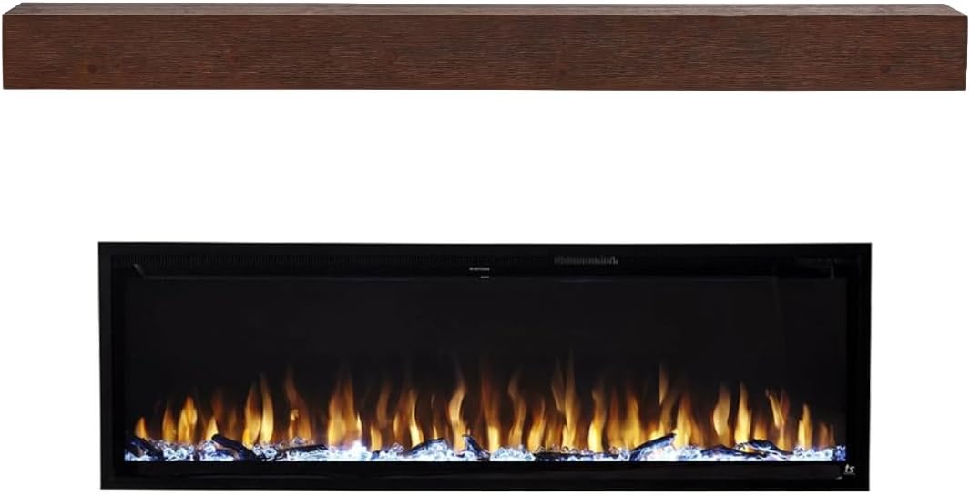 Touchstone Fireplace and Encase Mantel Bundle - The Sideline Elite 60 Inch Wide Smart Electric Fireplace and Espresso Finish 72 Inch Encase Wood Mantel