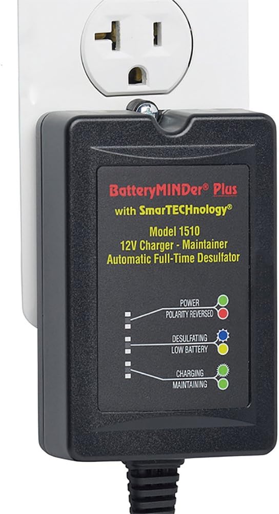 BatteryMINDer 1510: 12 Volt-1.5 Amp Battery Charger, Battery Maintainer, and Battery Desulfator �C Designed for Cars, Trucks, Motorcycles, ATV, Boats, RV