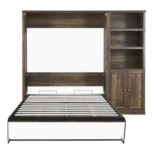 Murphy Bed Queen Size Wall Bedframe, can be Folded into a Cabinet Chest, Space Saving, for Bedroom Living Room, White