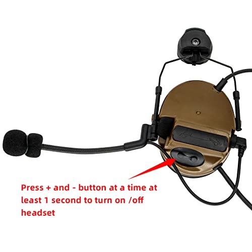 Double Comta iii Tactical Headset ARC Helmet Rail Mount Civilian Version and PTT Adapter U94 PTT Compatible Kenwood Plug Walkie-Talkie
