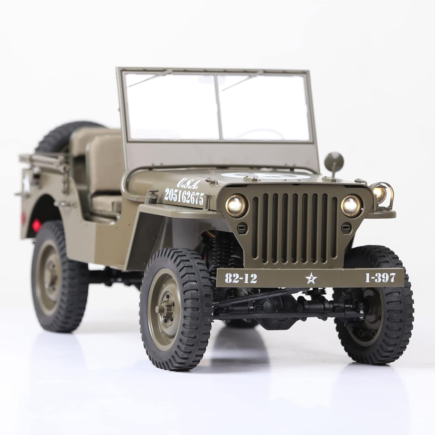 RocHobby 1/12 1941 MB Scaler RC Jeep, 4x4 Hobby Grade RTR RC Car Mini RC Rock Crawler Military, 2.4Ghz RC Truck with 180 Brushed Motor, LED Lights, Battery and USB Charger for Adults