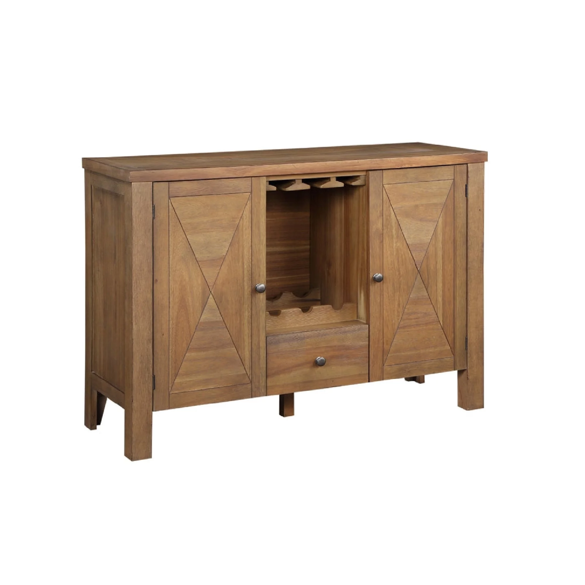 45 " Wood Sideboard Buffet Bar Cabinet Stemware Rack Rustic Brown