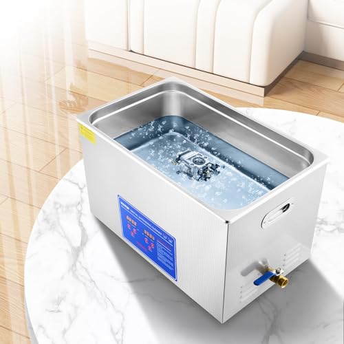 VEVOR 15L Ultrasonic Cleaner with Digital Timer&Heater Professional Ultrasonic Cleaner 40kHz Advanced Ultrasonic Cleaner 110V for Wrench Screwdriver Repairing Tools Industrial Parts Mental Cleaning