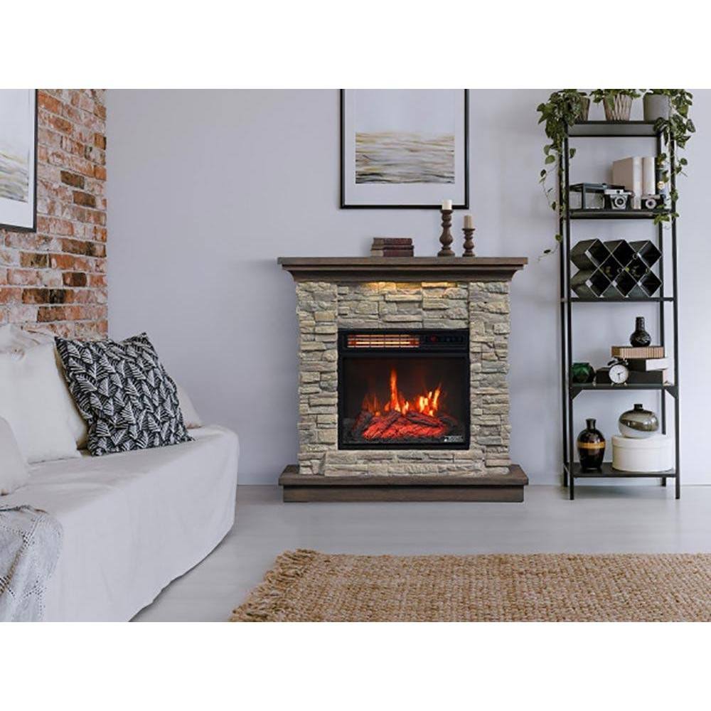 Duraflame Electric Fireplace Wall Mantel - Smoky Gray Stone