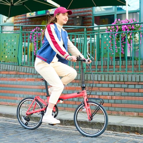 Viribus Folding Bike, 20 Inch Folding Bicycle for Adults, Teenager, Boys and Girls, 7 Speed Lightweight Foldable Bike with Front Racks for Commuting, Adult Bike Foldable Bicycle for City Travel