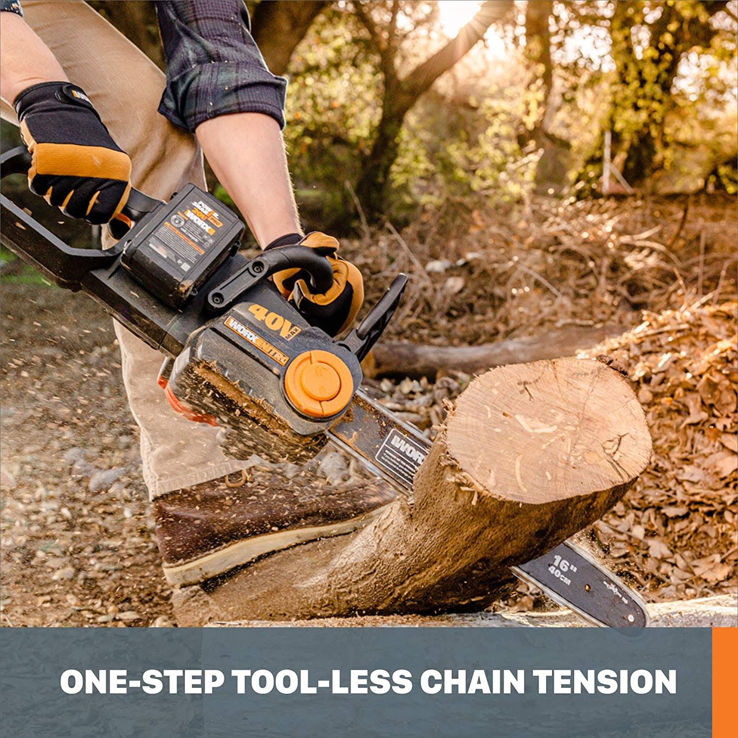 Worx Nitro 40V Power Share Cordless 16x22 Chainsaw with Brushless Motor WG385