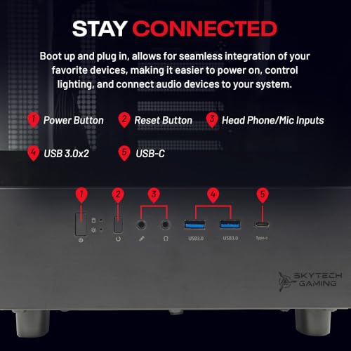 Skytech Gaming Azure 3 Desktop PC, Intel i7 14700F 2.1 GHz (5.3GHz), NVIDIA RTX 5070 12GB, 1TB Gen4 NVMe SSD, 32GB DDR5 RAM 6000 RGB, 850W Gold PSU, 360mm ARGB AIO, Wi-Fi, Win 11