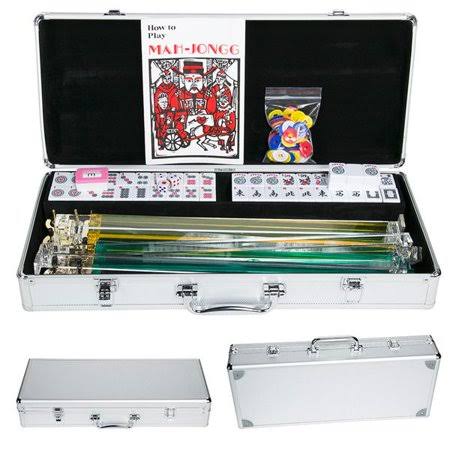 American Mahjong Set mAh Jongg 166 Tiles Pushers/Racks Silver, Size: 1.2 x 0.9 x 0.5 inch (Large x W x H)