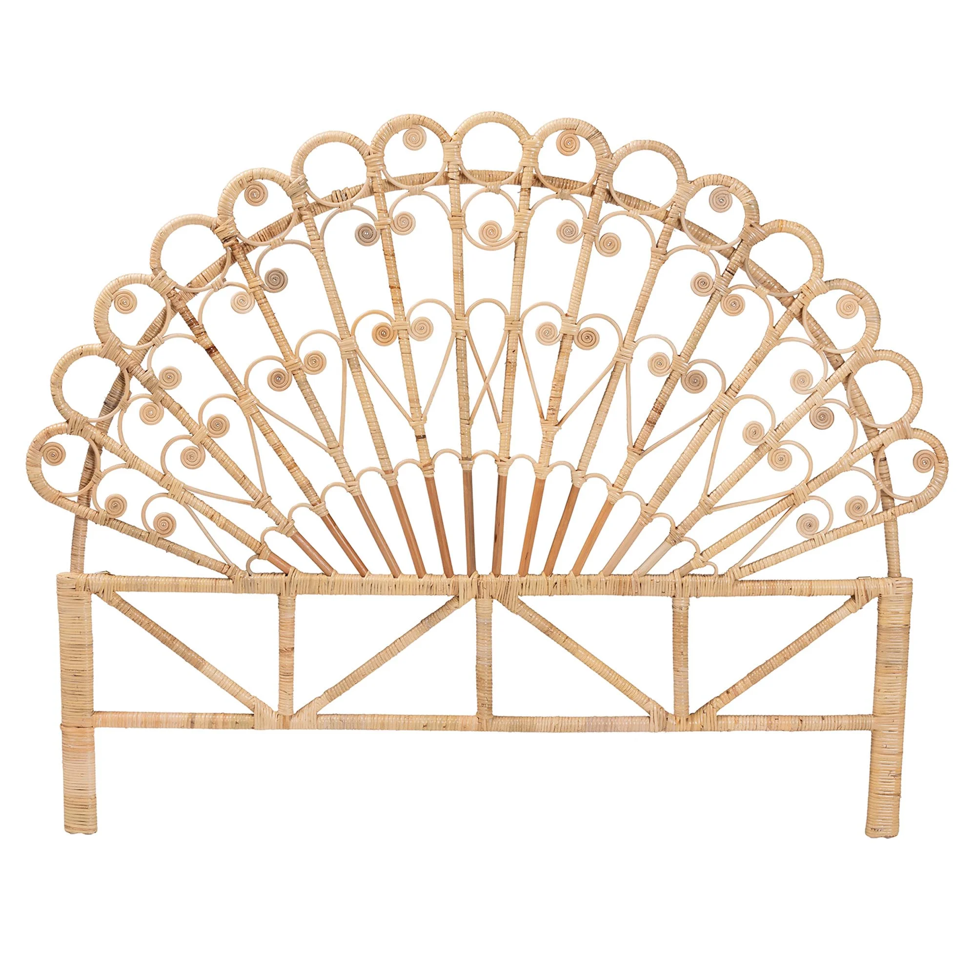 bali & pari Rasima Modern Bohemian Natural Brown Rattan Queen Size Standalone Headboard