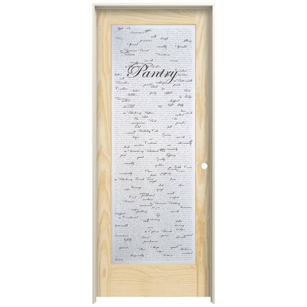JELD-WEN 32 in. x 80 in. Left Hand Recipe Pantry Frosted Glass Unfinished Wood Single Prehung Interior Door