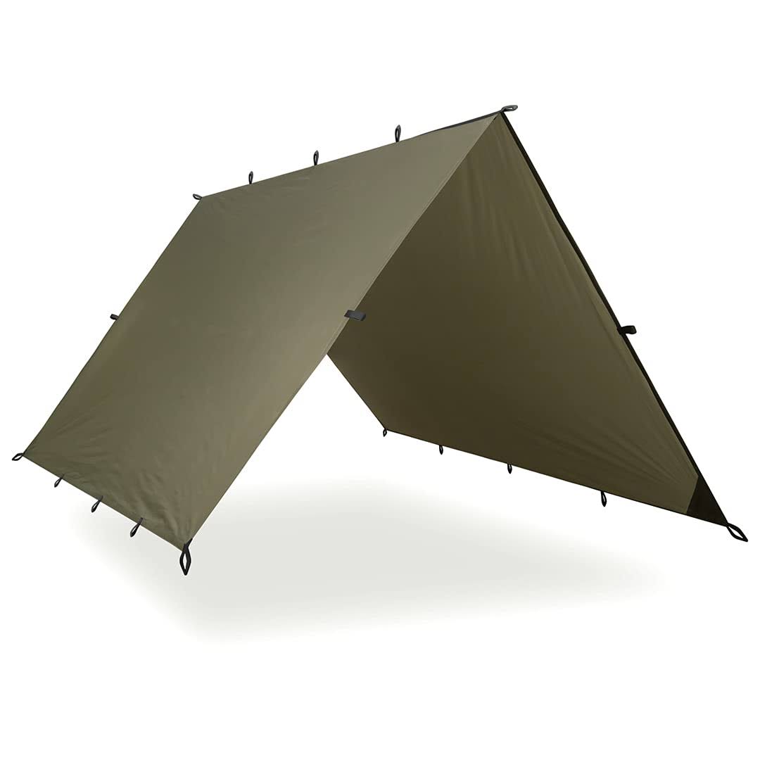 Aqua Quest Safari Tarp - 100% Waterproof Lightweight Silnylon Bushcraft Camping Shelter - 20x13 ft Olive Drab