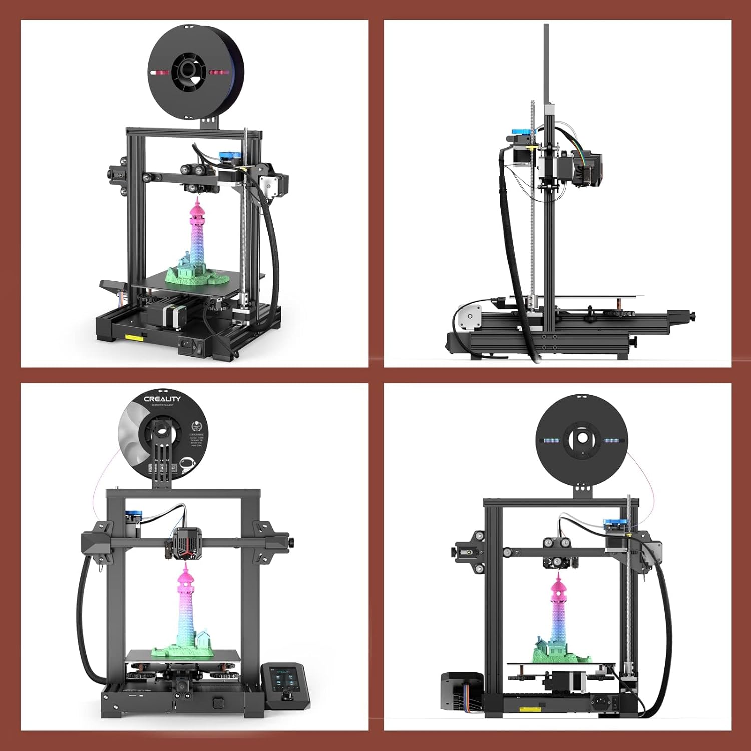 3D Printer Ender 3 v2 Neo Creality Offically New Upgrade Version with Auto-Leveling CR-Touch Silent Motherboard Stainless Platform Full-Metal Extruder 95% Pre-Installed Resume Printing 220x220x250mm