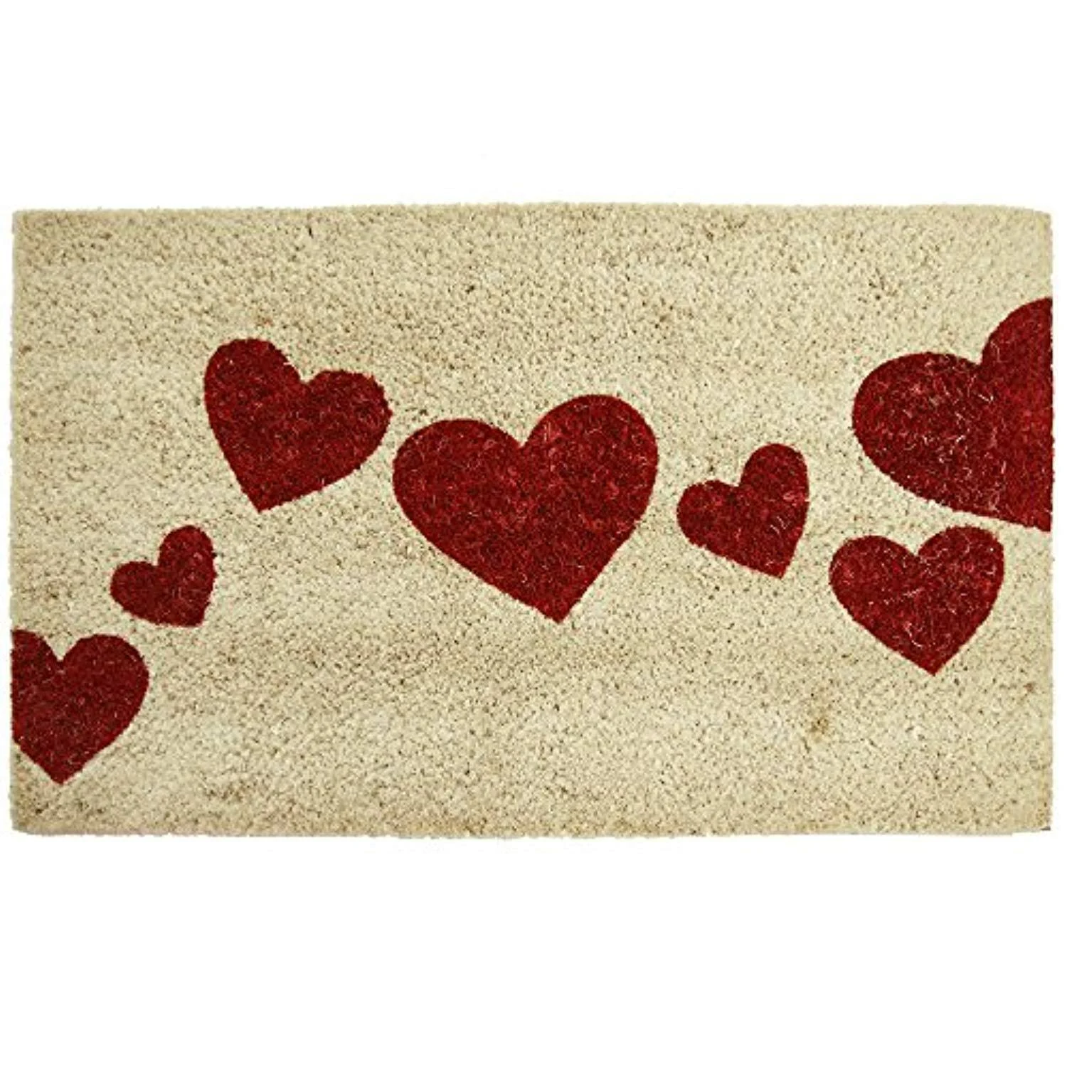 Rubber-Cal Red Hearts Coir Entrance Mat 18 x 30-inch