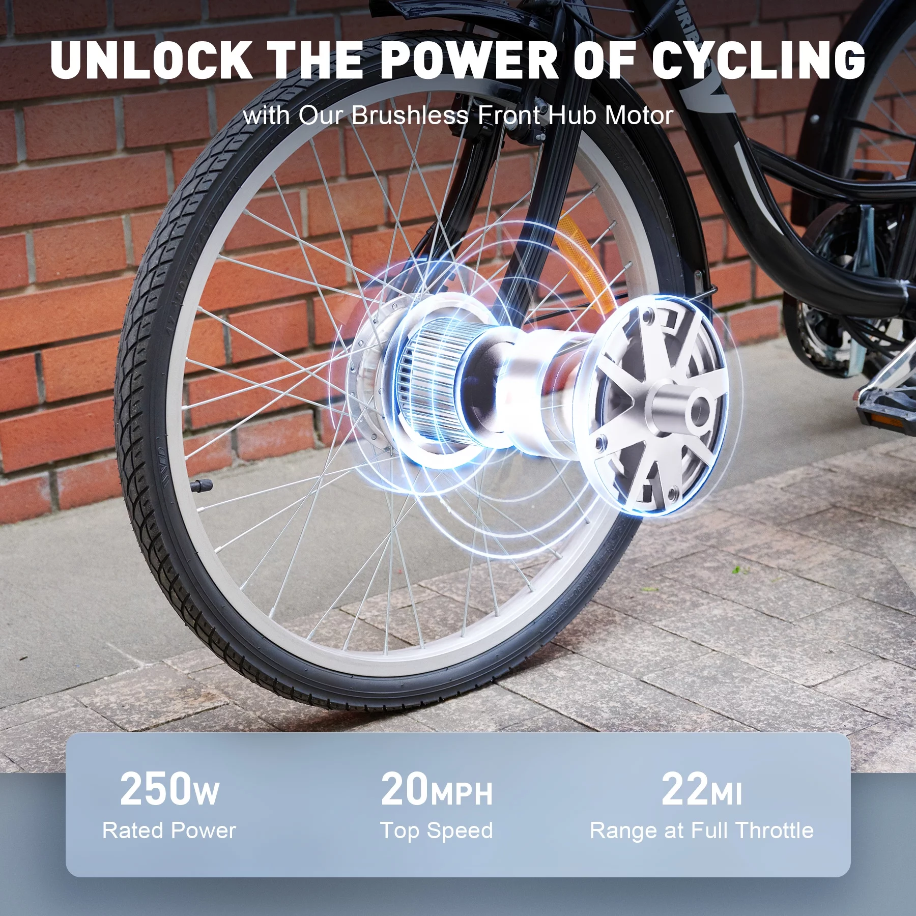 26" Electric Tricycle for Adults 3 Wheel Electric Bike 250W Electric Trike Black