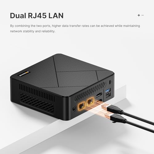 E2 Mini PC, Desktop Computers Ryzen 5 3550H, 16GB RAM 512GB NVMe SSD, Triple Display PC, USB-C & Dual HDMI Ports, Gigabit Ethernet, for Office, Business, School Work