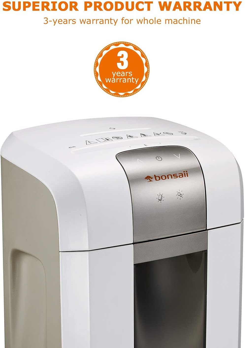 Bonsaii 60-Mintues Super Micro-Cut Paper Shredder, P-5 High Security Heavy Duty Shredder for Office, CD/Credit Cards Ultra Quiet Shredder for Home Office Use, 6-Sheet Capacity/Touch Operation(4S16)