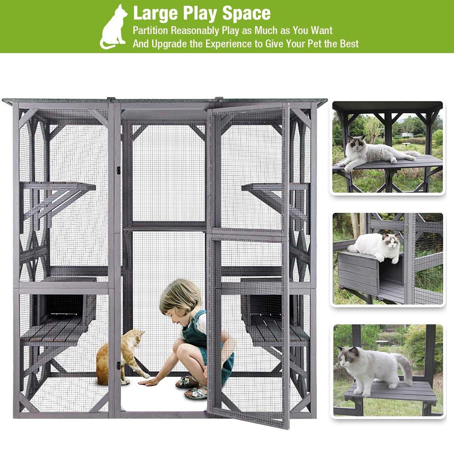 Gutinneen Catio Large Cat House Outdoor Walk in Outdoor Cat Enclosure Indoor Cage Kitty Condo Playpen with Door - Pet Supplies online store