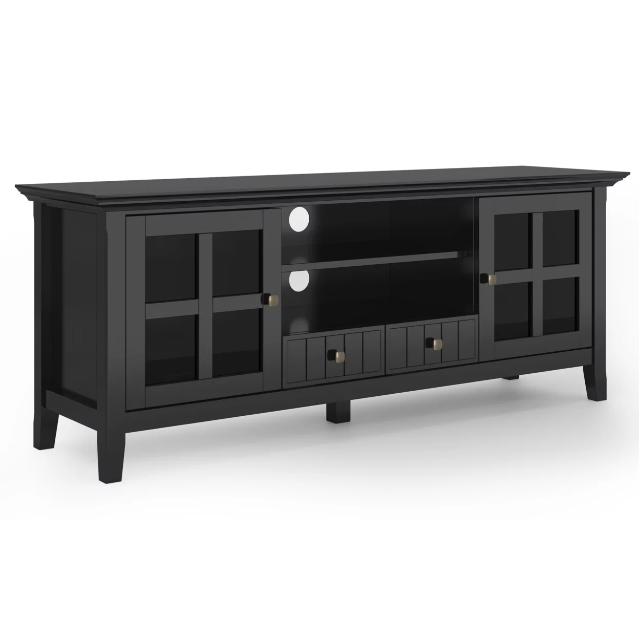 Acadian SOLID WOOD 60 inch Wide Transitional TV Media Stand in Light Golden Brown For TVs up to 65 inches