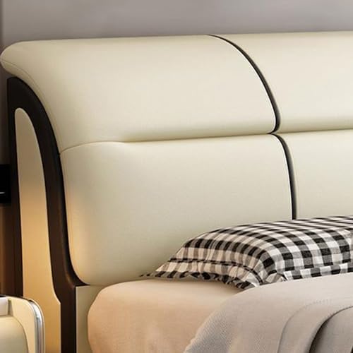Modern Simple Leather Bed Light Luxury Double Bed Master Bedroom New Wedding Bed High-Grade Leather Bed