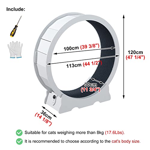 White Cat Treadmill Wheel, Hamster-Wheel Style Cat Exercise Wheel Kit, Indoor Cat Running Ferris Wheel, Pet Cat Toys - Installation Tools Included ( Size : 70cm/27.5" )