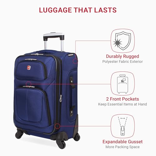 SwissGear Sion Softside Expandable Luggage, Black, Checked-Large 29-Inch