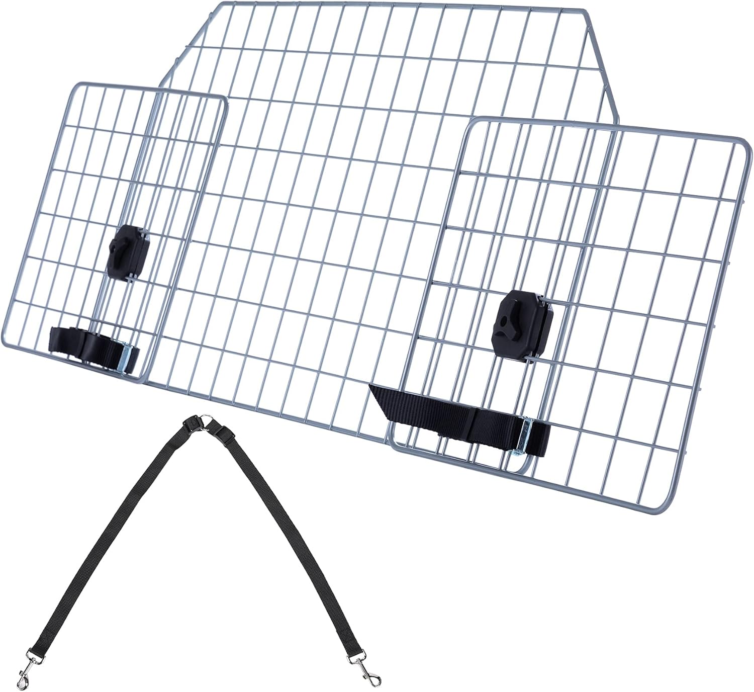 SNUGENS Dog Barrier for SUVs, Cars and Vehicles, Smooth Designed Wire Mesh Pet Barrier, Heavy-Duty Adjustable Dog Car Guard, Safety Car Divider for Cargo Area, Car Gate Fence with Dog Leash