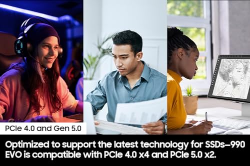 Samsung 990 EVO Plus SSD 4TB, PCIe Gen 4x4 | Gen 5x2 M.2, Speeds Up-to 7,250 MB/s, Upgrade Storage for PC/Laptops, HMB Technology and Intelligent Turbowrite 2.0, (MZ-V9S4T0B/AM)