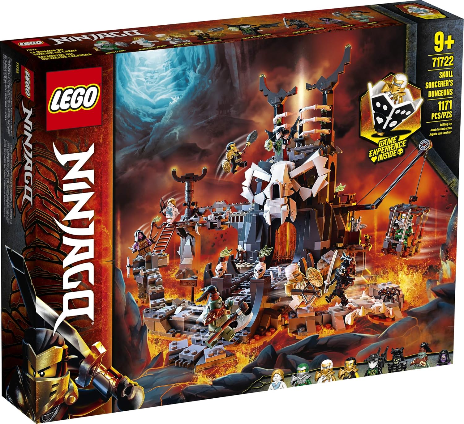 LEGO NINJAGO Skull Sorcerer’s Dungeons 71722 Dungeon Playset Building Toy for Kids Featuring Buildable Figures (1,171 Pieces)