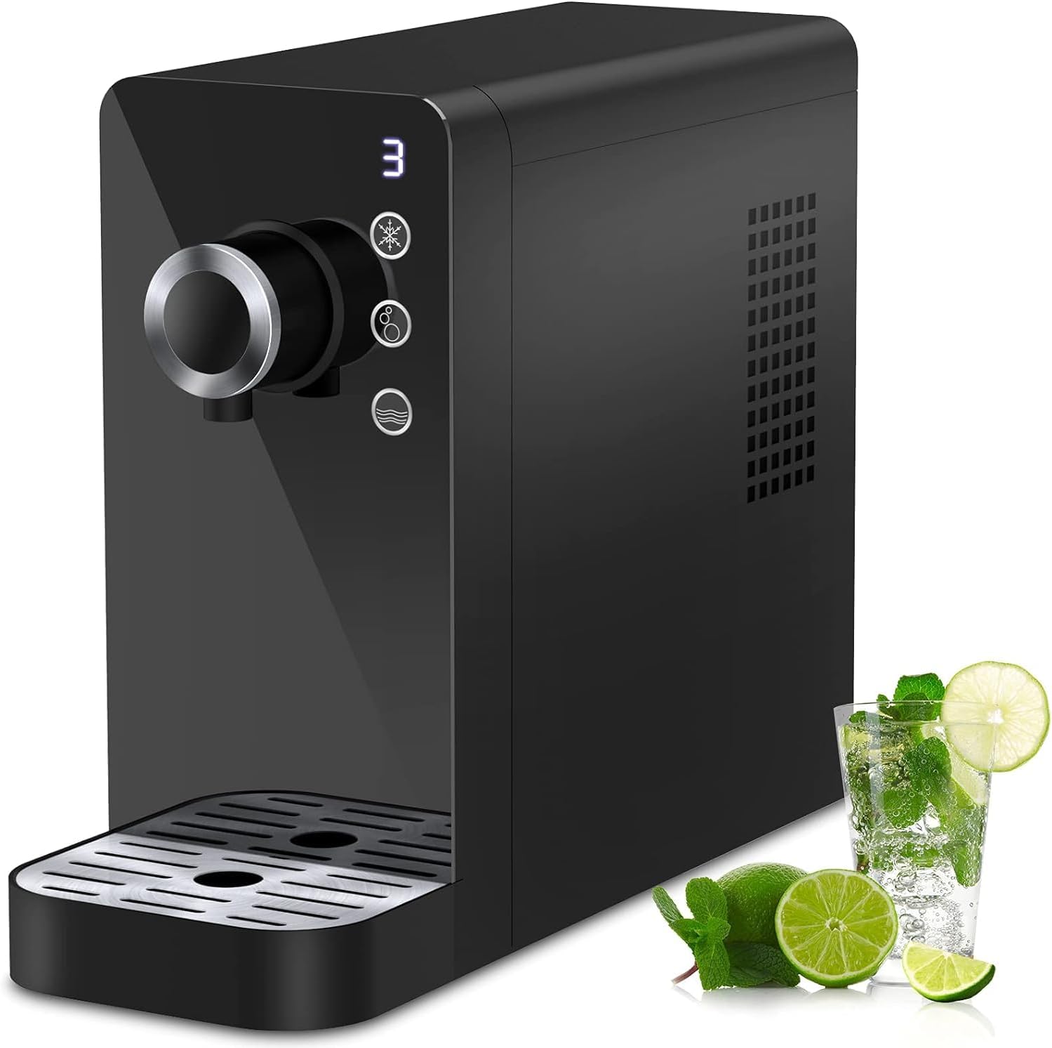 LifePlus Sparkling Water Maker, Electric Soda Maker Available for Personal & Commercial Use, 3-mode Water Dispenser, Untraditional Smart for Home, Bar, Gym, Office & Restaurant, Black