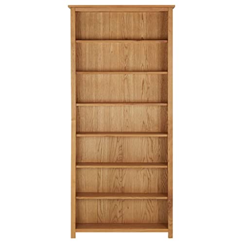 7-Tier Bookcase,Standing Shelf,Book case,Shelving Unit,Wooden Shelf,Cube Shelf,for Living Room, Office, Study, Hallway, Easy to Assemble, 35.4"x8.8"x78.7" Solid Oak Wood