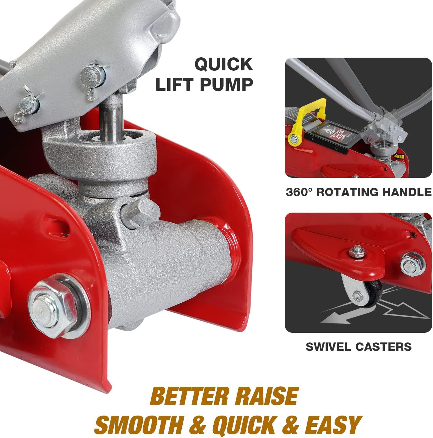 JackBoss Torin Hydraulic Low Profile Floor Jack 2.5 Ton (5,000 lb) Capacity Trolley Jack with Quick Lift Pump and Portable Storage Case, Red, T825010