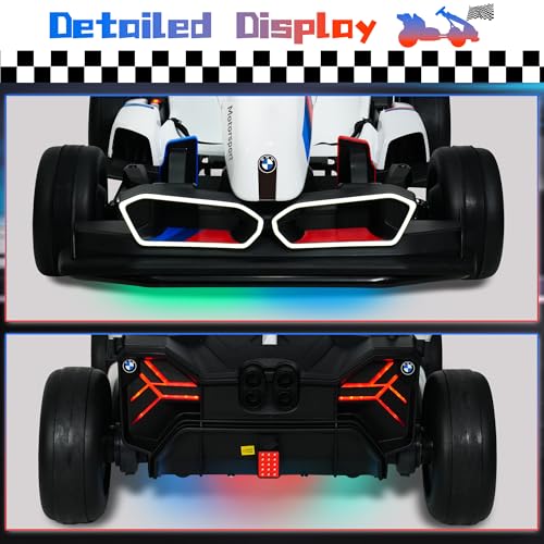 Licensed BMW Electric Go Kart for Kids Ages 6-12, 24V 9AH Drift Kart with Two 200W Motors, LED Lights, Drift Mode& 2 Speed Modes, Adjustable Seat (White)