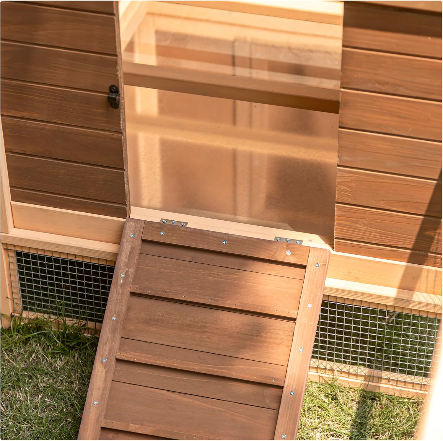 81”L Movable Chicken Coop with Wheels for 4-6 Chickens, Outdoor Chicken Coop with Run and Nesting Box Wooden Duck House Poultry Cage Chicken Hutch with Ramps for Hens Ducks and Rabbits