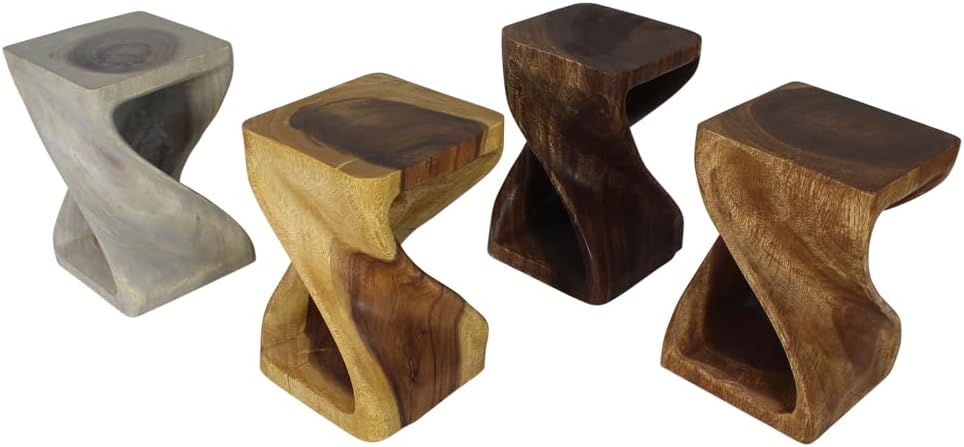 Haussmann® Original Wood Twist End Table 12 X 12 X 18 in High Walnut Oil