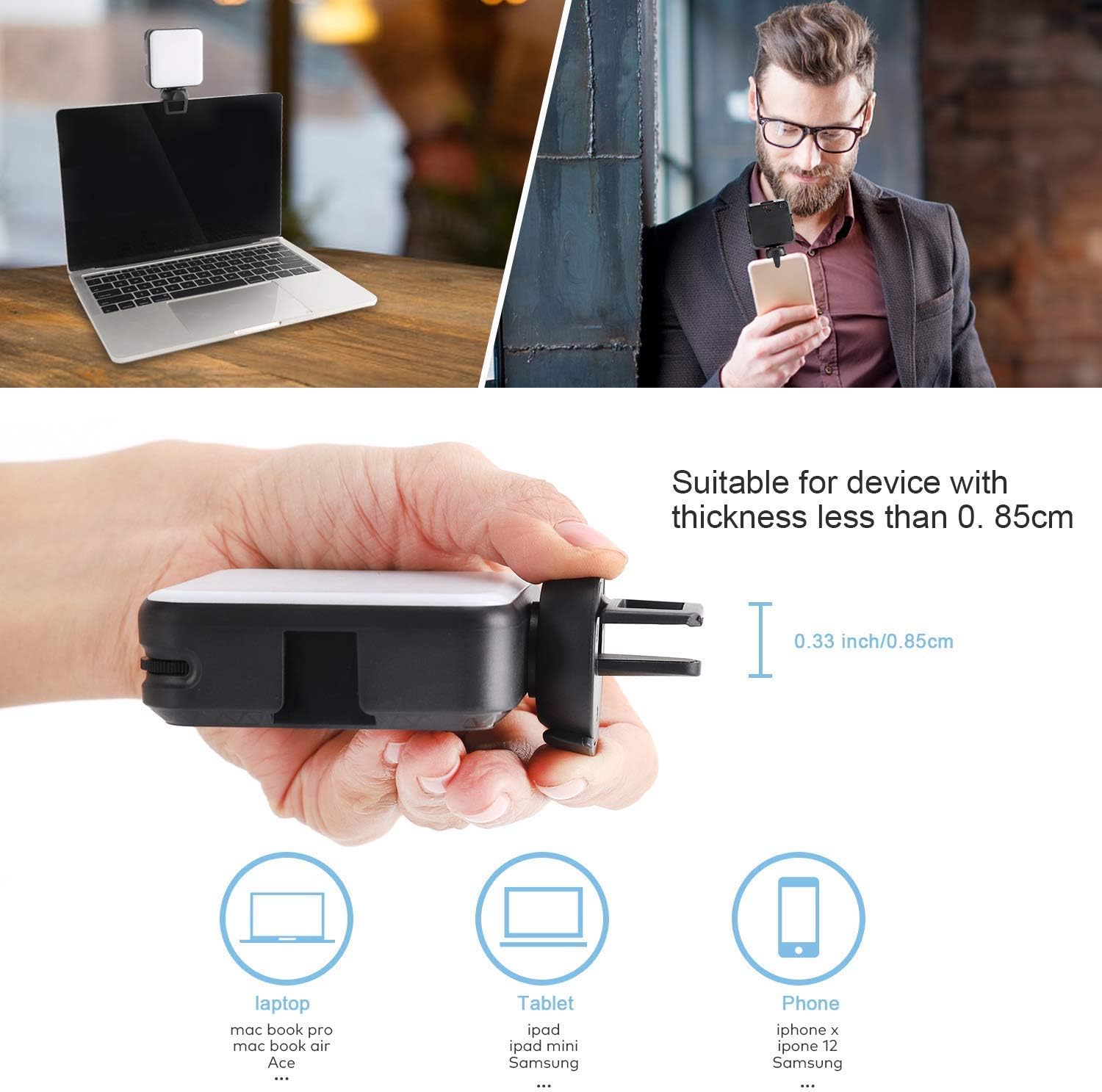 Video Conference Lighting Kit,Laptop Light for Video Conferencing,Zoom Light/Lighting for Zoom Meetings,Remote Working, Self Broadcasting and Live Streaming, Computer with Clip