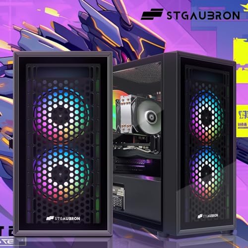 STGAubron Gaming PC Desktop Computer, Intel Core I7 up to 3.9 GHz, Radeon RX 580 8G, 16G RAM, 512G SSD, WiFi, Bluetooth 5.0, RGB Fan x6, RGB BT Sound Bar, Windows 10 Home
