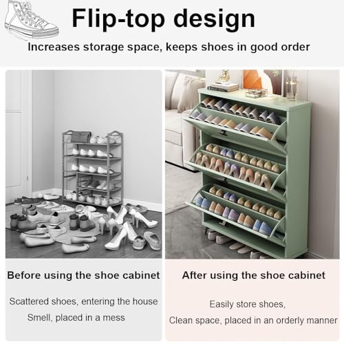 Shoe Cabinet with 3 Flip Drawers, Slim Shoe Storage Cabinet, Free Standing Hidden Narrow Shoe Rack Shoe Organizer for Entryway/Hallway/Closet(Gray,70 * 18 * 118cm)