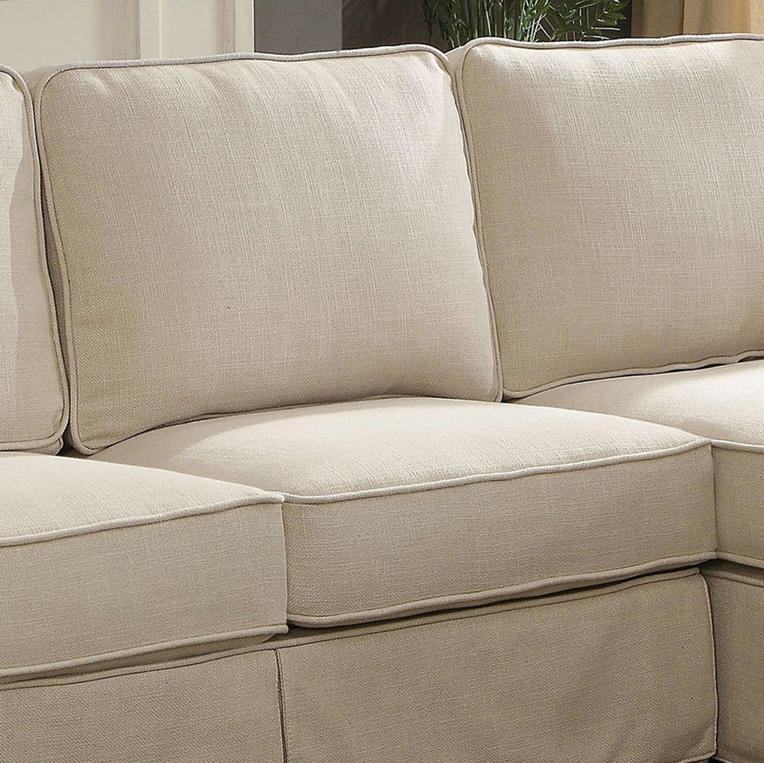 Furniture of America Cory Transitional Sectional Sofa in Beige Fabric