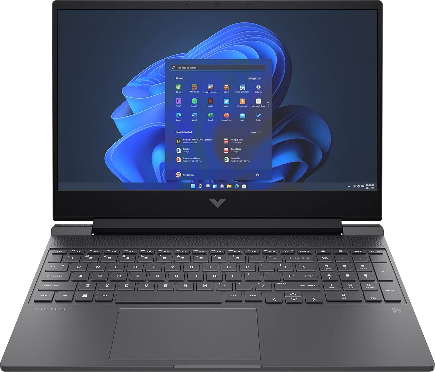 HP Victus 15-FA000 Gaming Laptop, 15.6" 1920 x 1080 144 Hz, Intel Core i5-12450H 8-Core, NVIDIA GeForce GTX 1650 4GB, 16GB DDR4, 512GB SSD, Windows 10 Pro, Backlit Keyboard, Mica Silver
