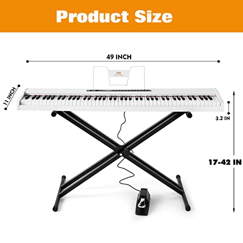MUSTAR Digital Piano 88 Key Weighted Keyboard Hammer Action, MDP-1200 Weighted Keyboard with Stand, Full Size Electric Piano Keyboard 88 Keys with for Beginners, Portable Case, Sustain Pedal, Black