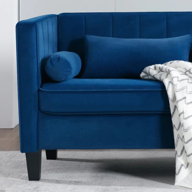 INMOZATA Velvet Loveseat Sofa Couch for Living Room, 65" Modern Sofa, Small Couches for Small Spaces with Bolster Pillows and Back Cushion, Comfy 2-Seater Couch for Bedroom, Apartment, Office Green