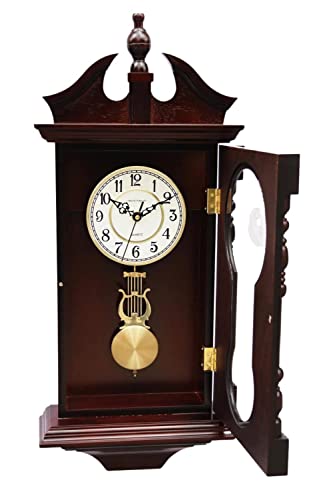 Grandfather Wall Clocks Battery Operated for Living Room Decor, Traditional Wood Wall Pendulum Clock with Westminster Chime, Makes A Great Housewarming Or Birthday Gift