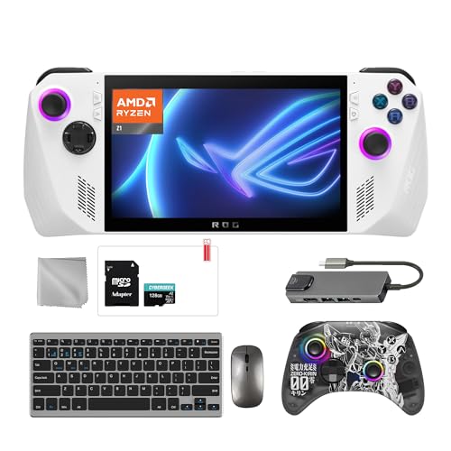 ASUS ROG Ally 1TB SSD Gaming Handheld 7-inch Touchscreen 120Hz FHD 1080p AMD Ryzen Z1 Processor, Touro Wireless Pro Controller, Hub, 128GB MicroSD, Keyboard & Mouse, 8 in 1 Bundle