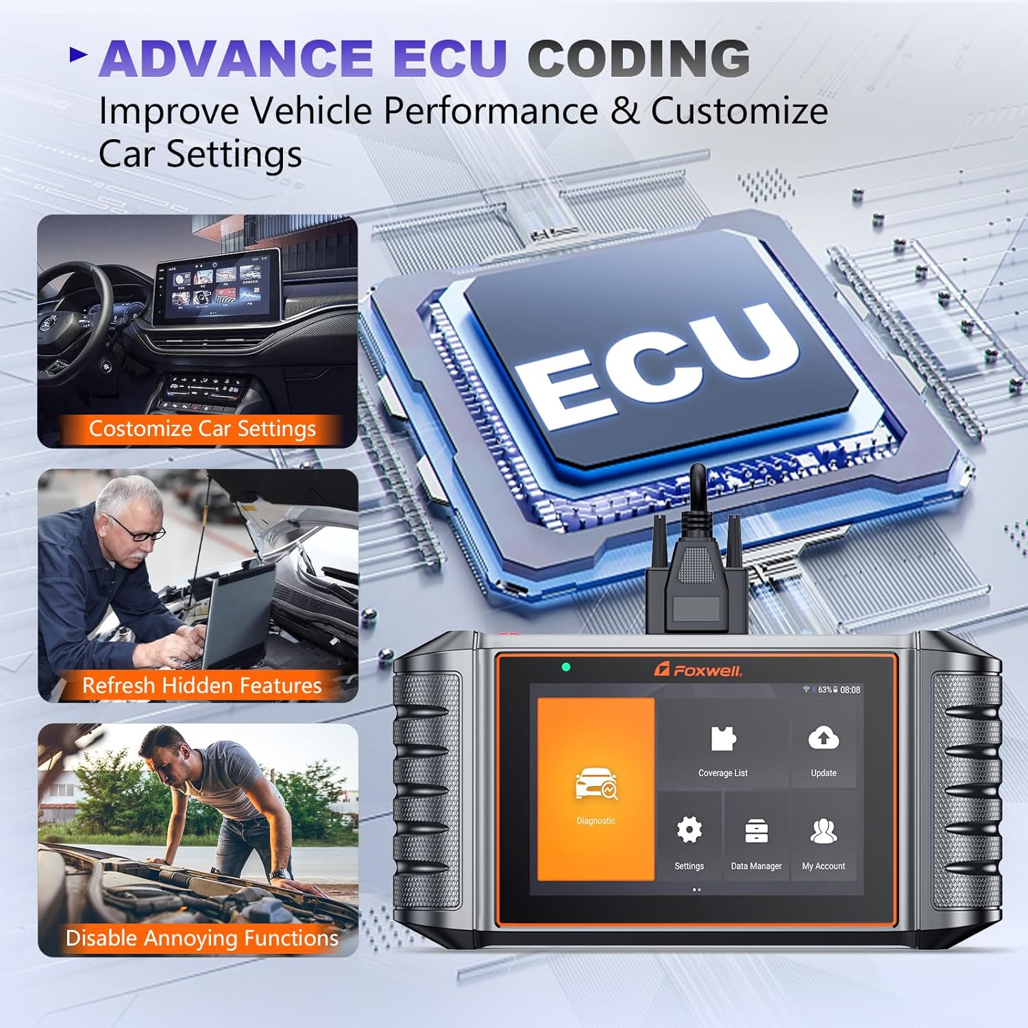 FOXWELL NT710 fit for Toyota Lexus Scion OBD2 Scanner Bi-Directional Control Full System Code Reader Diagnostic Scan Tool, All Service Reset Oil EPB Brake TPMS Crankshaft Relearn ECU Coding Live Data