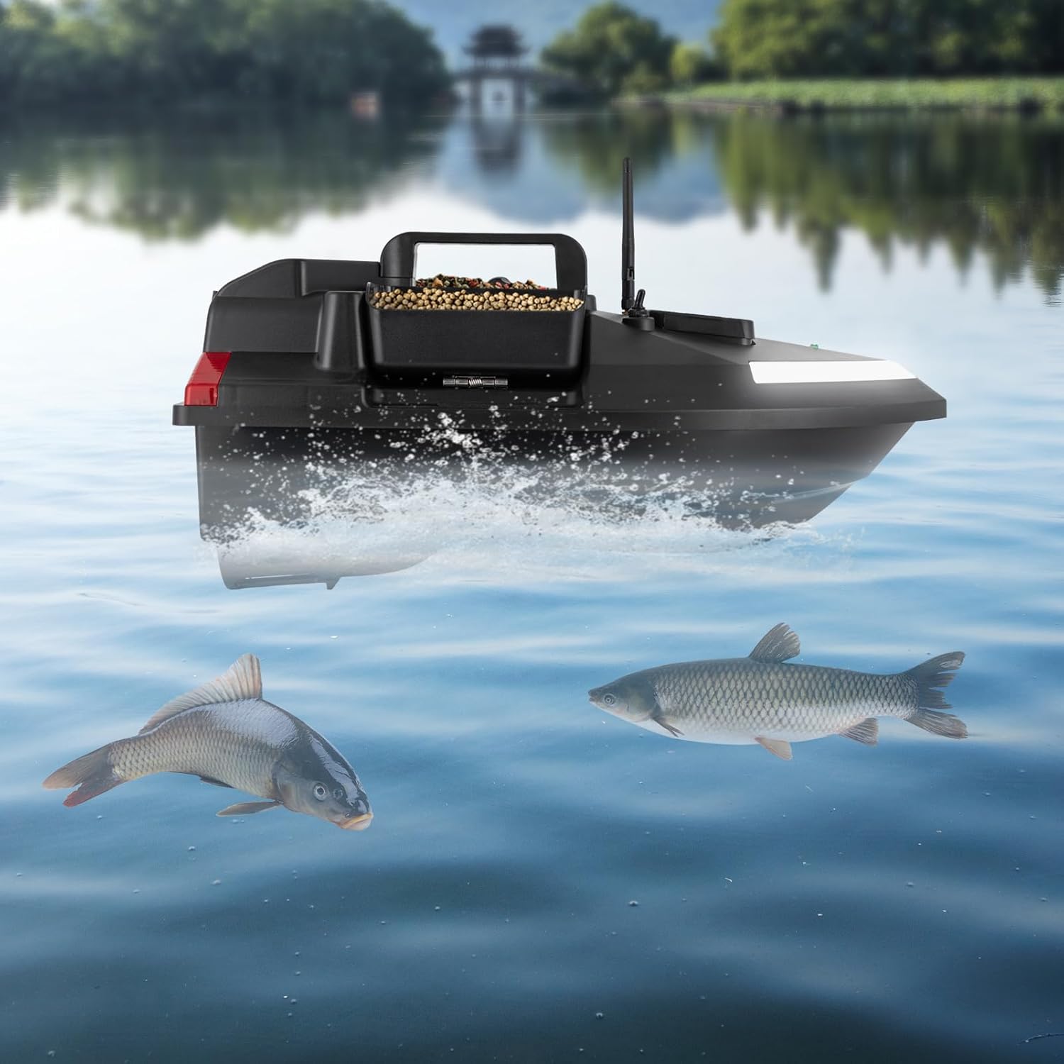 Bait Boat for Fishing 500m Remote Control GPS Fishing Bait Boat Fishing Boat, Automatic Route Correction, 4.4lbs Tank Capacity