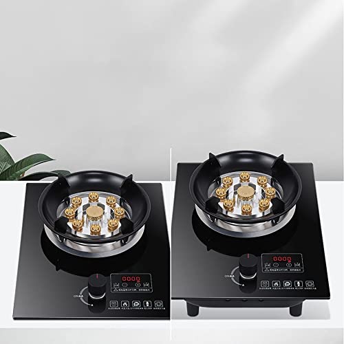 Burner Gas Cooker gas hob 5.2KW Built-in gas stove， Table-Top Cooking ，Black tempered glass is easy to clean，Portable wok gas stove for Home, Camping & Caravan Cooking [Energy Class A]