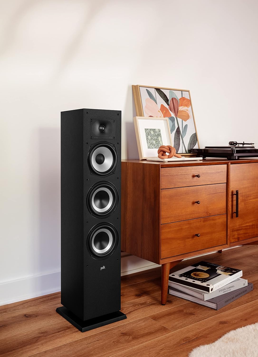 Polk Monitor XT60 Tower Speaker - Hi-Res Audio Certified, Dolby Atmos, DTS:X & Auro 3D Compatible, 1" Tweeter, 6.5" Dynamically Balanced Woofer, (2) 6.5" Passive Radiators (Single, Midnight Black)